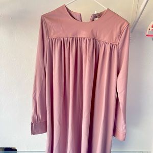 Pink long sleeve dress with belt! Faux leather top